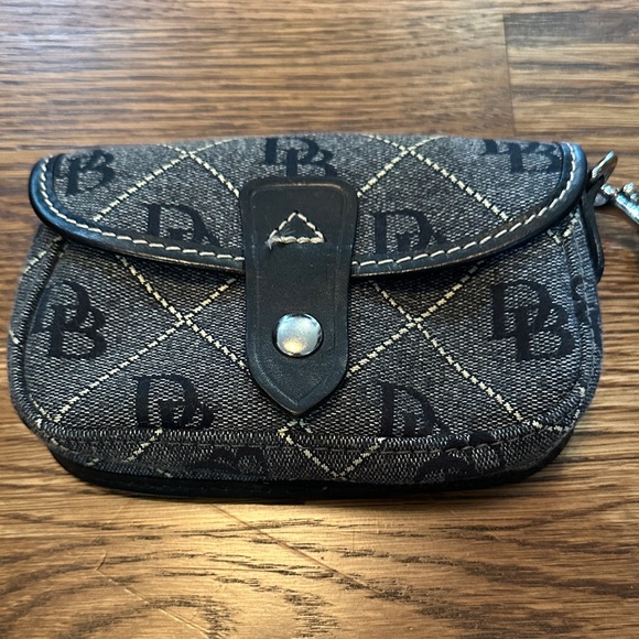 Dooney & Bourke Handbags - Dooney & Bourke Denim Logo Quilted Wristlet in Gray and Black